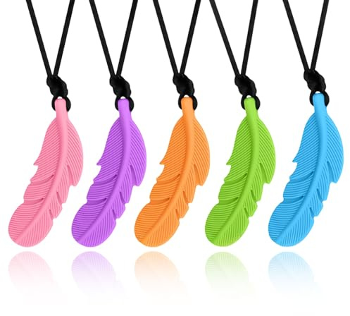 AWSOLAR 5 PCS Silikon Kaukette für Kinder, Beisskette für Kinder Jungen und Mädchen, ADHS, Autismus， Zahnen, Beißende