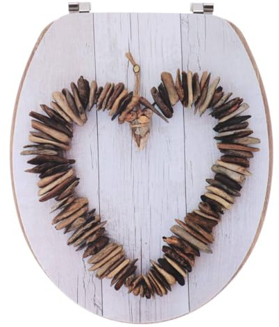 Tendance - WC-Sitz MDF 18 Zoll Deckel bedruckt und Sitzfläche aus Holz Befestigungen Edelstahl – Liebe
