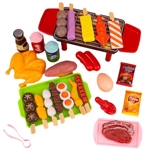 Grillspielzeug für Kinder – realistisches Kochset mit Lebensmitteln | Lernspiel ab 3 Jahren | Lernspielzeug, Mädchen & Jungen | Rollenspiel im Outdoor/Innenbereich