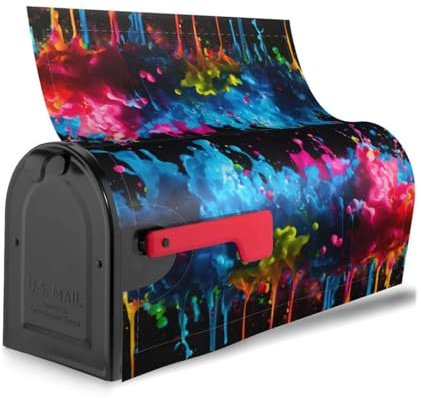 Paint Splatter Backdrop Print Reusable Mailbox Cover Waterproof Mailbox Decor Magnetic Sun Protection Unique