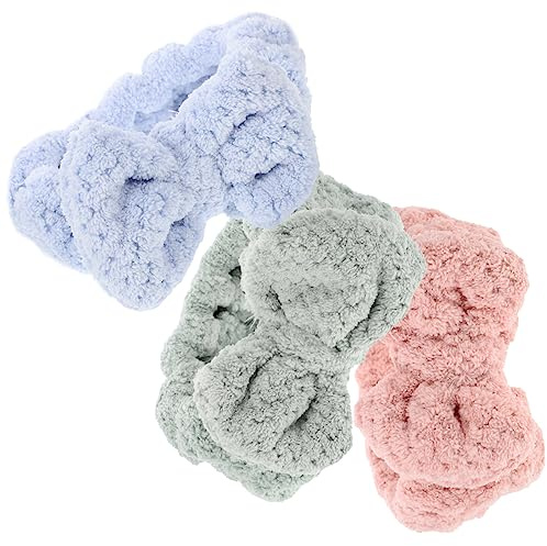 VICASKY Bandeau à Nœud en Peluche Doux pour Laver le Visage Femme 3pcs Absorbant L'eau pour Bain et Spa Accessoires Cheveux Sportifs