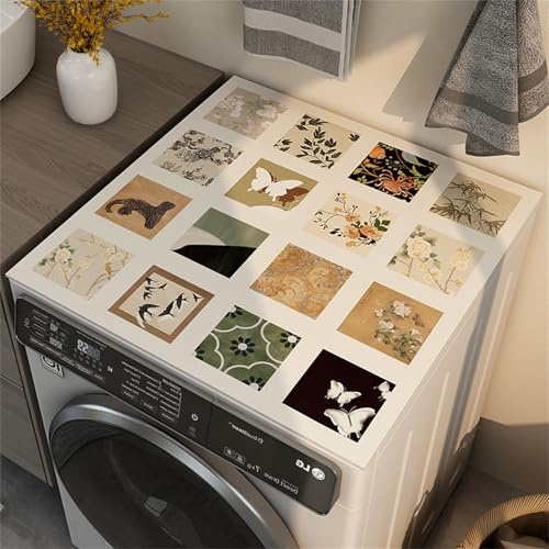 Highdi Housse de Protection pour Machine à Laver Top, Puzzle Blanc Coussin de Machine à Laver Antidérapant, Tapis de Protection pour Dessus Sèche-Linge Buanderie Séchage Rapide (Blanc 6,30x40cm)
