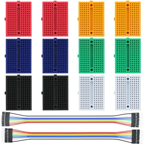MTDELE 12Pcs 170 Hole Mini Breadboard Kit Colorful Solderless Prototype PCB Breadboard Compatible with for Arduino Proto Shield