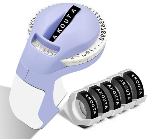 Embossed Label Maker Machine Comes with 5 Rolls Black Embossed Labels