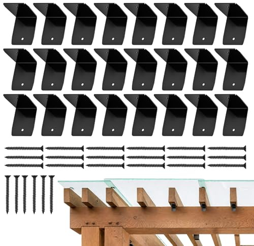 Black Rafter Brackets | Galvanized Roof Clip Brackets ,Black Heavy Duty Roofing Connectors Hardware for Pergola Gazebo Railing Fence Ceiling Shed Beam