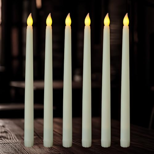 Aihoom Flameless LED Candle Sticks, 6Pcs Led Taper Candles, Battery Operated, Realistic Flickering, Fake Candles for Home, Weddings, Parties, Valentine's Day Decor, Ivory (Without Remote Control)