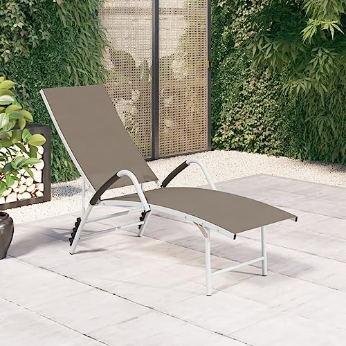mtlskopl Taupe Adjustable Outdoor Chaise Lounge, 76 Textilene & Powder-Coated Aluminum Reclining Patio Chair, Lightweight Pool Lounger for Garden, Balcony, Deck