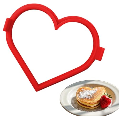 Heart Shaped Egg Ring, Silicone Pancake Mould, Non-Stick Silicone Fried Egg Mould, Heart Baking Mold for Fried Eggs Sandwiches Omelets Muffins and Breakfast Cooking