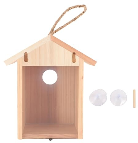 Jeanoko Casa de Pájaros con Ventana de Madera, Caja Nido Transparente para Jardín y Patio para Observación de Aves, Kit de Casa para Pájaros Colgante para Familia, Cedro 7,28 X 4,33 X 8,46 Pulgadas