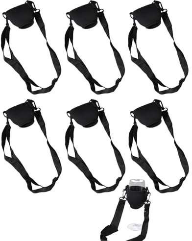 Luxorium 6 Pezzi Porta Calici Vino da Collo Nero, Cordini Regolabili Mani Libere Anti-Sversamento, Ideale per Feste, Degustazioni, Eventi, Matrimoni, Festival, Accessorio Portatile
