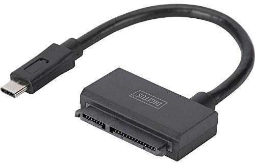 DIGITUS USB 3.1 Typ C (Gen 1) auf SATA 3 Adapterkabel für 2,5 SSDs/HDDs - bis zu 6 Gbit/s - bis zu 5 TB Speicherkapazität - unterstützt UASP - Plug&Play - Schwarz