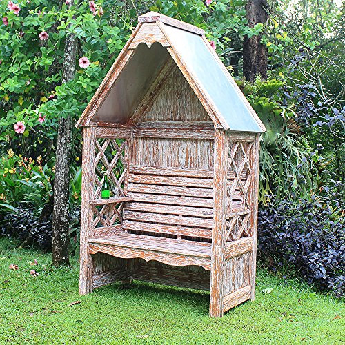 Mahagoni Laubenbank Philosophenbank Bali light white wash verzinkt