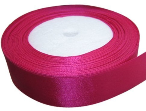 25 Yards / 23 Meters of Satin Ribbon 10mm - (Fuchsia Pink) for Gifts Wrap, Sew, Party, Decorations, Events, Dress, Wedding Christmas Crafts, Bows, Car, Floral More