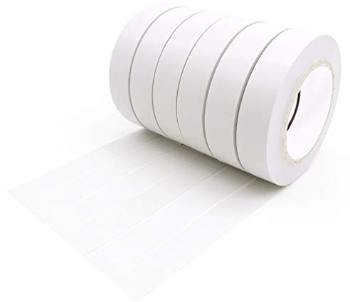 YTBUBOR 6 Pack White Insulating Tape 0.6 Inch 15m PVC Electrical Adhesive Gaffer Tape 50 Feet