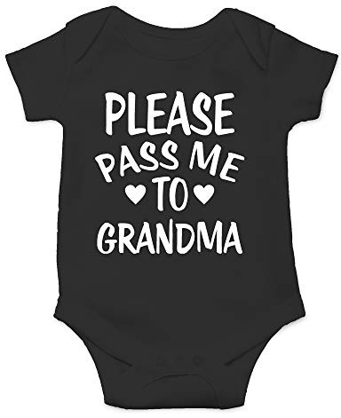 CBTwear Please Pass Me To Grandma Baby Bodysuit Funny Infant Outfit Cute Newborn Clothes Unisex Romper (Newborn, Black)