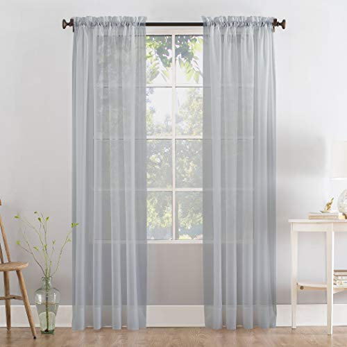 Megachest a pair of slot top voile curtains (Silver Grey, 56 wideX90 drop 2 Panels)