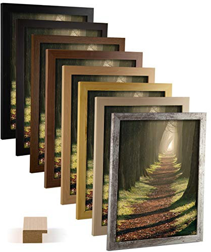 myposterframe Bilderrahmen 28 x 28 cm Juno Natur Farbe Nussbaum dunkel mit Kunstglas klar 1 mm