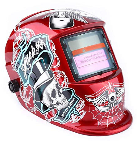 Ejoyous Careta Soldar Automatica, Máscara de Soldadura Protección de Soldador Energía Soldar para Más Modos TIG MIG MAG, Pirata Rojo, Amplia Sombra 4/9-13