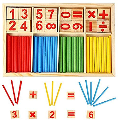 KUTOI Counting Number Blocks and Sticks | Montessori Toys for Kids Learning| Homeschool Supplies for Math manipulatives | Toddlers Educational Wooden rods with Storage Tray