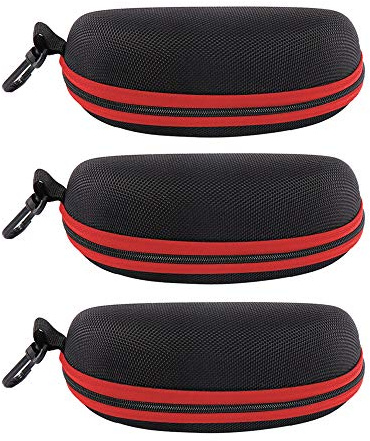 EKdirect 3 Stück Sonnenbrille Brillenetui Reißverschluss Hartschale mit Gürtelclip