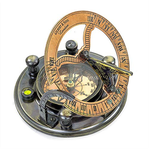 Bussola da 10,2 cm in ottone anticato con misurazione del livello, idee regalo per matrimoni e decorazioni, nautica, vintage, da marinaio, tascabile, portatile, ideale come regalo per escursioni