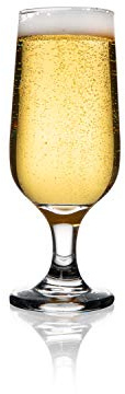 Burns Glass Footed Beer Glass Set - Flute Shape, 6PCS Thick Beer Glasses for Ale, Pilsner, and Craft Beer, Pina Coladas, Cocktail Drinks (8.75 OZ)