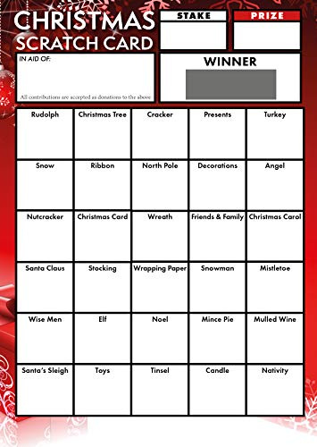 Totally Bonkers - Christmas Theme Fundraising Scratch Cards - 30 Square - A6 (148x105mm) - 10 Pack - TB0067 - Blind Card