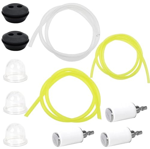 UBERMing Universal Benzinfilter Kit Kraftstoffschlauch(3x5mm, 2x3,5mm, 2,5x5mm)Benzinschlauch Ölschlauch PU Schlauch mit Kraftstofffilter Primer Birne Pumpe für Freischneider Hochentaster Heckenschere