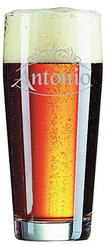Colorfamily Bicchiere da birra con incisione PERSONALIZZABILE CON NOME - Idea Regalo Simpatica - bicchiere in vetro 40 cl