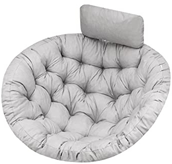 PillowPrim Hängesessel Kissen, Auflage für Polyrattan/Rattan Hängeschaukel, Polster, Hängekorb, Schaukel Korb, Schaukelkissen Rückenkissen in der Farbe Asche