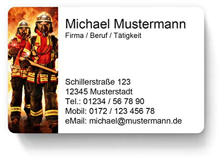 100 Visitenkarten, laminiert, 85 x 55 mm, inkl. Kartenspender - Feuerwehr Rettungsdienst