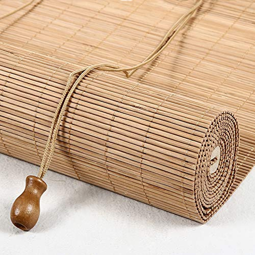 Geovne Retro Rollo Bambus,Carbonization Patio Bambusrollo,55% Blackout,Handgewebte Bambus Rollo,Bambusjalousien mit Zubehör,Breite 50cm-150cm,für Fenster/Outdoor/Terrasse (120x140cm/47x55in)