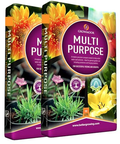 CB FUELS 2 X 60L GROWMOOR Multi Purpose Potting Compost Garden Beds Borders Pots Baskets