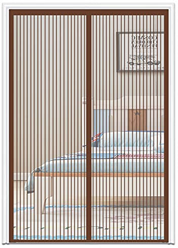 CHBIN Fliegennetz Vorhang 120x210cm Nicht Kürzbar Fliegengitter-Set Insektenschutzvorhang Insektenschutz für Balkontür Wohnzimmer Terrassentür, Brown