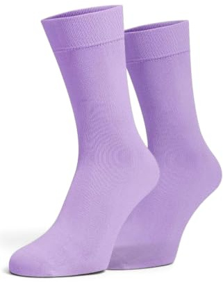 ONESCK Super Soft Cotton Dress Socks Vibrant Plain Colours for Women (Lilac, 4-7)