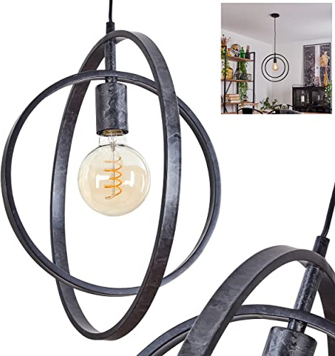 Hängeleuchte Tercel, moderne Hängelampe aus Metall in Schwarz/Grau, Pendelleuchte mit maximaler Höhe 150 cm, 1-flammig, 1 x E27,ohne Leuchtmittel