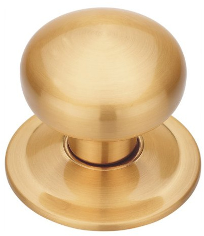 EUROART Large Round Windsor Centre Door Knob 85x75mm in Polished Chrome & Satin Brass (Satin Brass)