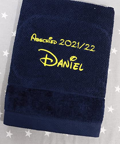 Generisch ★ Handtuch mit Namen Bestickt ★ Duchtuch ★ Geschenk ★ Badetuch ★ 550 g/m2 ★ SUPER QUALITÄT ★ (70 x 140 cm, Marineblau)