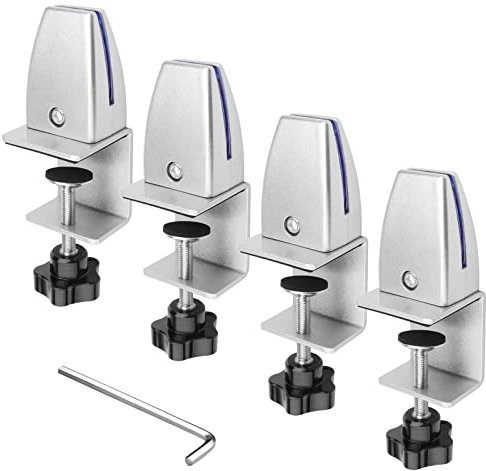 TSSS 4 Stück Schreibtisch Trennwand klemme, Klemmhalter aus Acryl-Kunststoff Clip,Abnehmbar & Verstellbare C-Klemmen für Büro, Schule, Privatanwendung