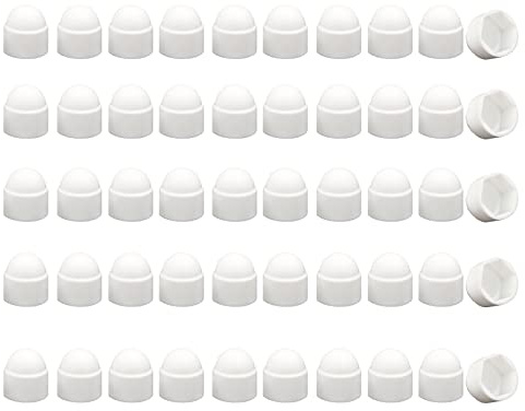 50 Pcs Hex Nut Cover, M5*8 * 9.5 White Bolt Dome Caps Covers, 8 mm Plastic Dome Bolt Nut Protection Caps Cover for Bolts, Hex Hexagon Screws