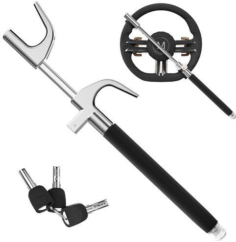 SURDOCA Multifunction Steering Wheel Lock – High Security Anti Theft with Window Breaker – Universal Car Wheel Lock – Easy Installation Fit for Auto Truck SUV Van