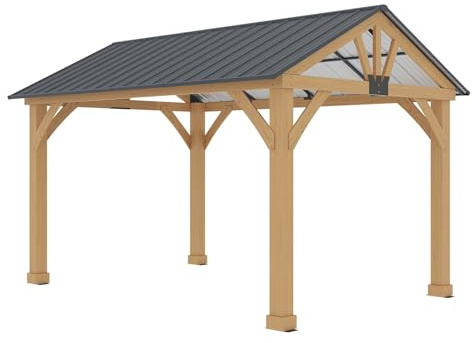Gardiun Pérgola de Jardín Fénix 12 m2 300x401x282 cm Madera Laminada | Postes de 14x14 cm | Cubierta de Acero | Fijación Incluida