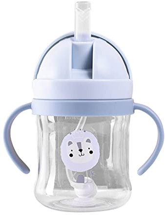 Gewichtete Trinkhalmbecher für Kleinkinder, Trainingsbecher, Baby-Doppelgriff-Wasserbecher, Lernbecher für Kinder, praktisch für Zuhause, Kindergarten und draußen