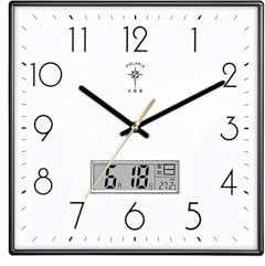 DHAEY Orologi da Parete Orologio da Parete Soggiorno Calendario perpetuo Orologio elettronico Meteo Orologio al Quarzo Display Multifunzione Rilevamento Meteo Camera da Letto
