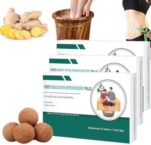 10Pcs/Box Olio Essenziale Pediluvio Compresse Effervescenti, Pillole Effervescenti di Medicinali per Piedi, Impacco Erbale per Piedi Disintossicanti, Lenisce i Piedi Doloranti e Stanchi (3Pcs)