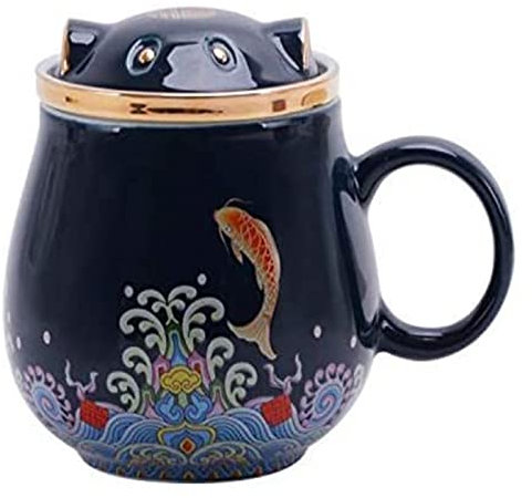 Service à thé en céramique orientale, ensemble de théière, tasse à café, tasse à thé vintage, tasses à café en céramique de dessin animé mignon avec égouttoir à thé, tasse à eau de lait en porcelaine