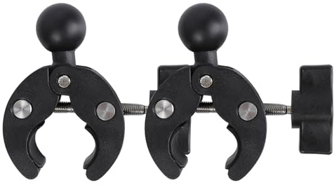 2 bases de montaje de abrazadera para manillar con bola de 25 mm, compatible con soportes RAM tamaño B, brazo de doble enchufe y soporte de teléfono para bicicleta y motocicleta