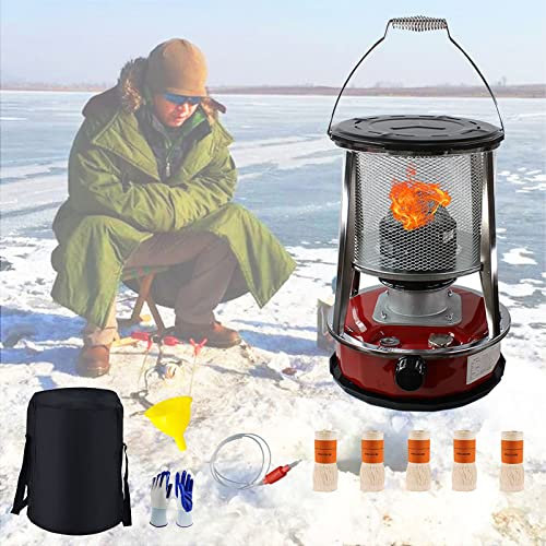 Poêle à kérosène d'intérieur, chauffage au kérosène sans électricité, poêle à pétrole portable, 4 l6 l, chauffage à la paraffine pour camping extérieur, terrasse, tente, randonnée, avec sac de