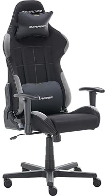 DXRacer 5.2 FD01 /NG -NEW- Gaming-/ Büro-/ Schreibtischstuhl, mit Wippfunktion Gaming Stuhl Höhenverstellbarer Drehstuhl PC Stuhl Ergonomischer Chefsessel, schwarz-grau