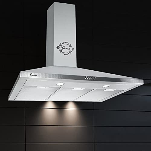 Gurari Dunstabzugshaube 90 cm GCH C 147 IS 9 N Wandhaube Edelstahl | Sehr Saugstark 1000 m³/h Motor | Wandmontage Abzugshaube Umluftbetrieb oder Abluftbetrieb Kaminhaube
